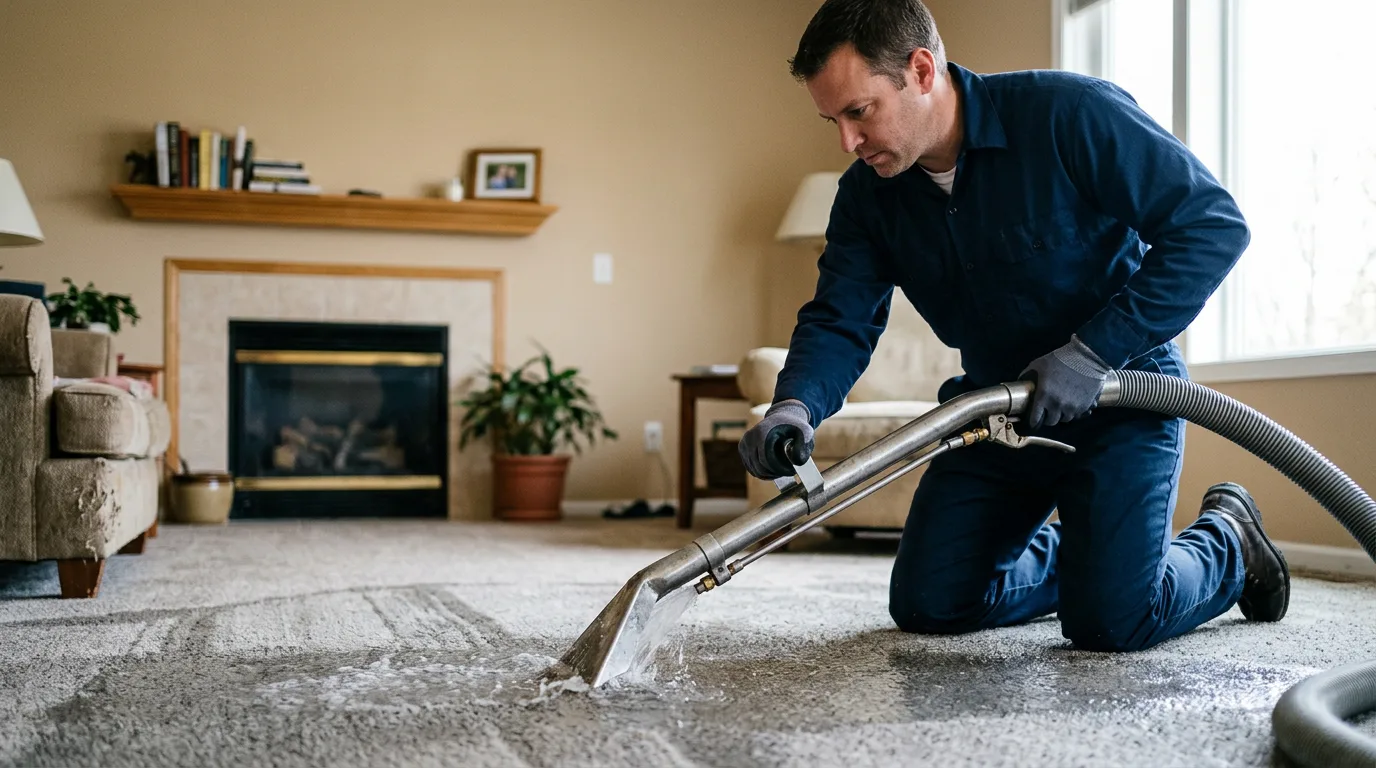 Water damage restoration technician working near Crosby, PA